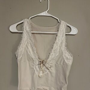 Forever 21 Cream Lace Trim Tank Top